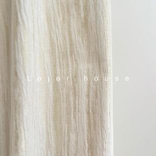奶油风窗帘 Lojor木纹浮雕香槟色窗帘卧室高级感窗帘遮光2023新款
