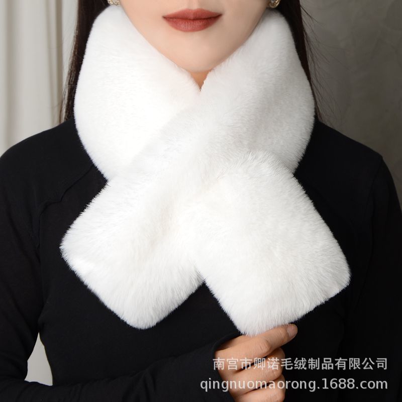 冬季双面毛绒加厚保暖围脖百搭仿皮草围巾仿獭兔毛可爱韩版女