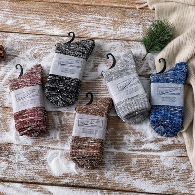 冬天男士袜子冬季毛巾底中筒袜加厚保暖纯棉袜日系粗线秋冬款长袜