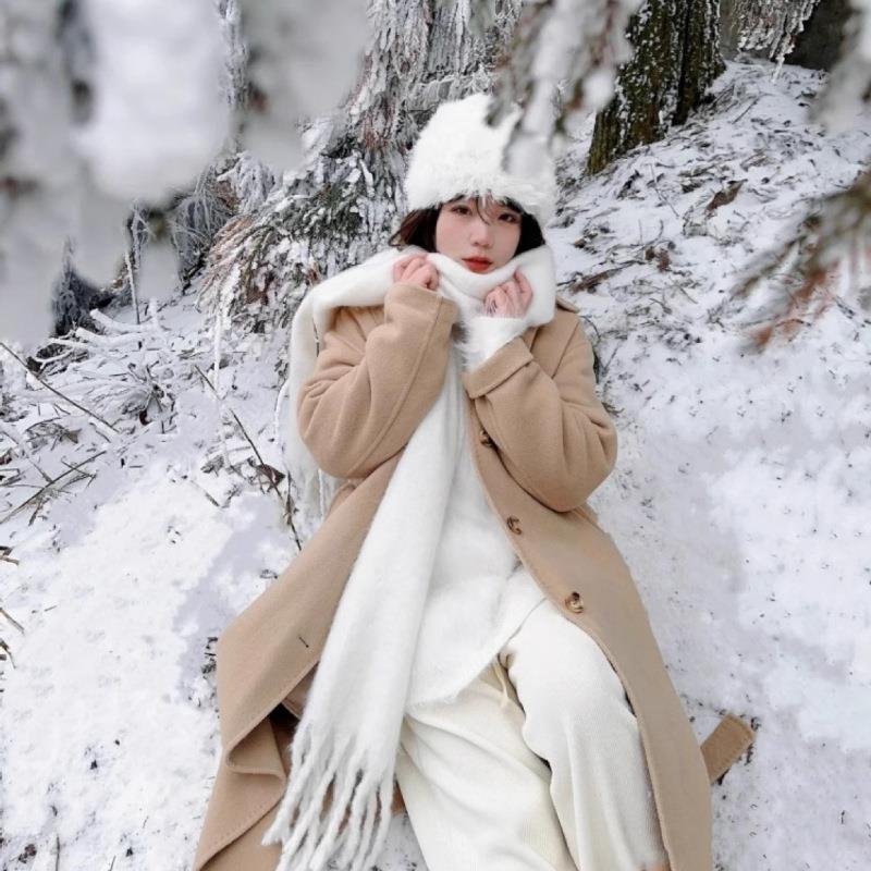 2025新款家同款纯色仿羊绒围巾糖果色系柔软学生情侣保暖围脖披肩