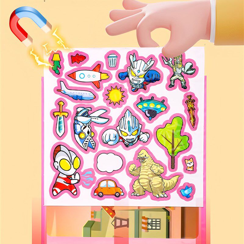 新款奥特磁力安静书曼男孩赛罗手工玩具DIY磁吸免制作贴纸书男童