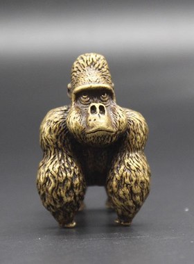 精工实心铜大猩猩小摆件铜艺铜宠猴子铜手把件彷古微雕古玩老铜器