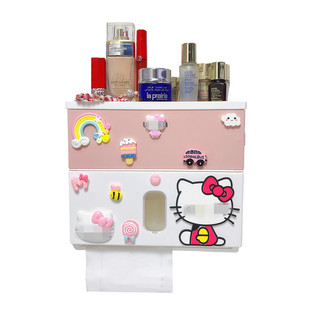 创意可爱壁挂式卡通手纸盒卫生间纸巾盒免打孔卫生纸收纳置物架