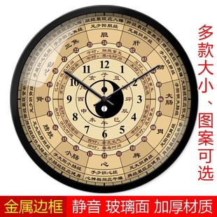 子午流注十二时辰养生挂钟中医表盘医院门诊中医馆经络图静音钟表