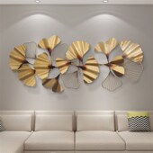 新中式 铁艺墙面银杏叶招财装 w饰餐厅床头沙发电视背景墙上轻奢挂