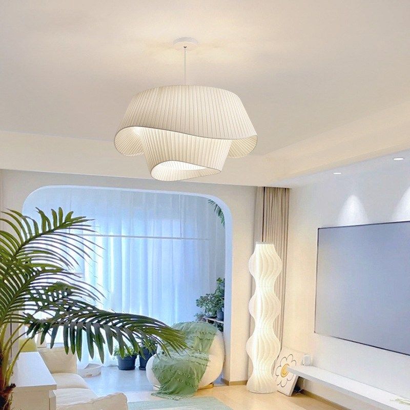 法式奶油风吊灯卧室灯复古设计感网红婚房餐厅百褶布艺中古客厅灯,家装灯饰光源,客厅吊灯,淘宝优惠券,粉丝福利购,淘宝优惠卷