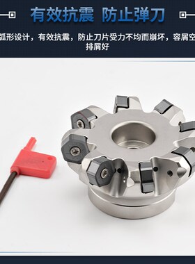 普拉米特NC45HX0906平面45度快进给铣刀盘HNGX0906双面12刃带内冷