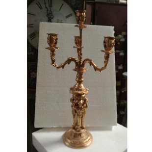 古典工艺 摆设 蜡台 烛台 欧式纯铜镀金蜡台(祇)