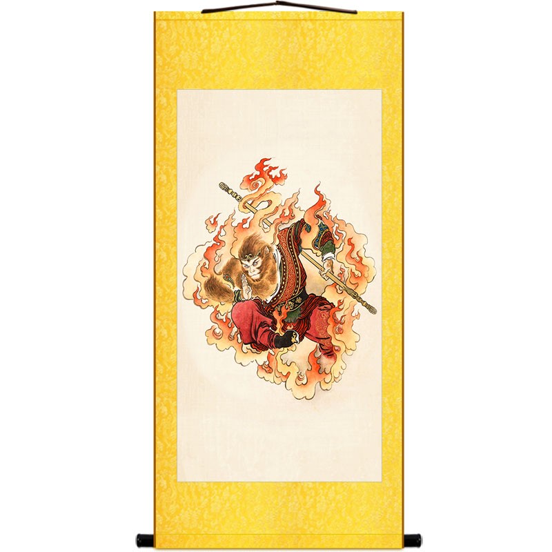 唐僧师徒四联画 孙悟空猪八戒沙僧画像 西游记人物卷轴挂画装饰画