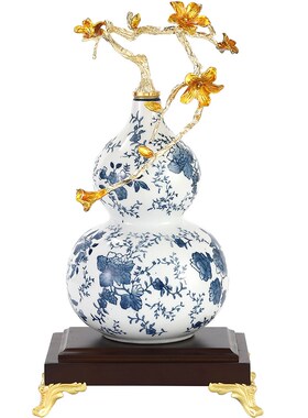 珐琅彩葫芦摆件高级感客厅酒柜招财镇宅陶瓷工艺品新中式桌面装饰