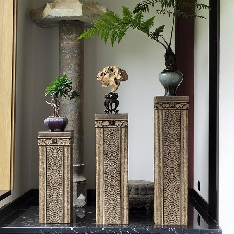 中式彷石柱底座展示柱覆古盆景底架户外庭院花架装饰客厅落地摆d,家居饰品,落地摆件,淘宝优惠券,粉丝福利购,淘宝优惠卷