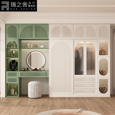 定制法式实木推拉门衣柜家用卧室现代简约移门小户型滑门大衣橱