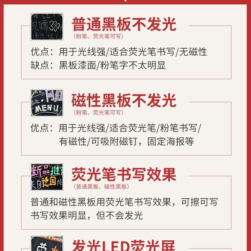 小黑板店铺用摆摊广告牌发光板支架式立式商用展示牌手写荧光板