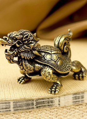 黄铜龙龟摆件八卦龟龙头龟避小人招财招贵人镇宅简约装饰桌面摆件