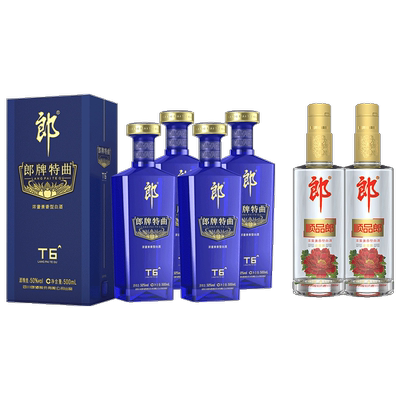 郎酒 郎牌特曲T6升级版50度 500ml*4瓶+顺品郎金盖45度 480ml*2瓶