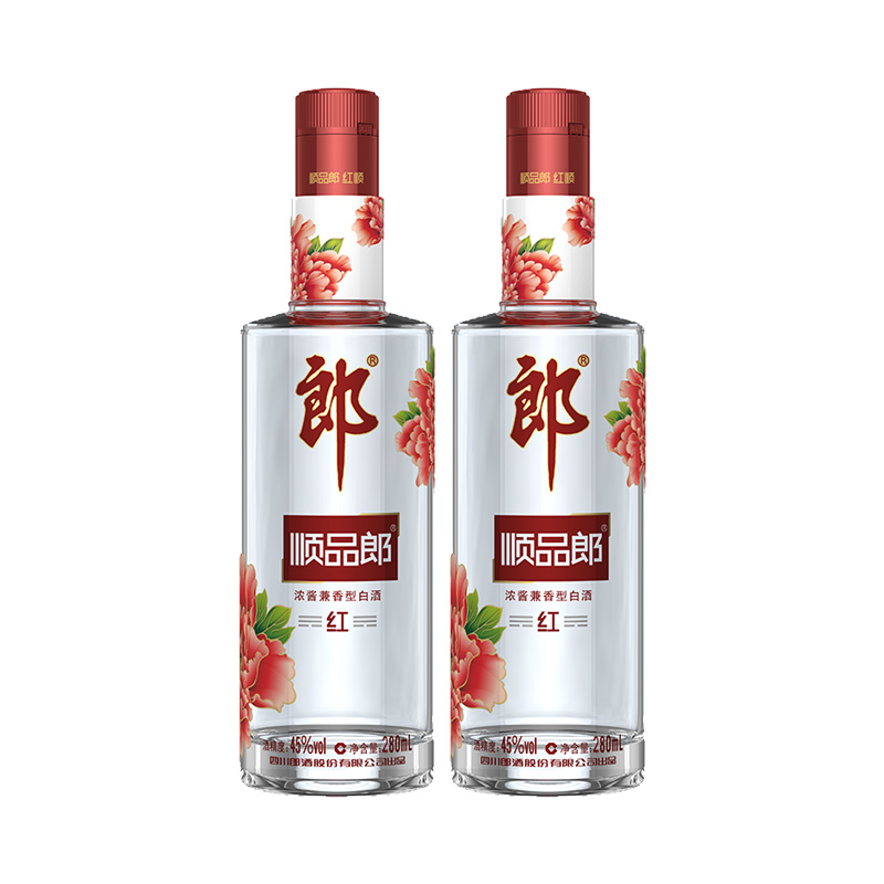 郎酒 顺品郎 45度 红顺280 浓酱兼香型白酒 280ml*2双支装 口粮酒