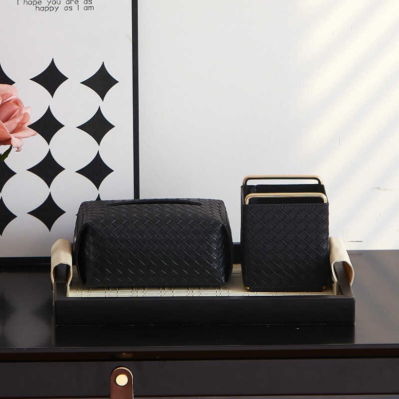 中古风茶几客厅纸巾盒高档轻奢法式高级感收纳盒奶油风抽纸盒套装