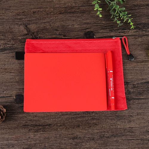 红色A4A5文件袋经书袋资料袋便携大号防水拉炼布袋挂钩供具用品