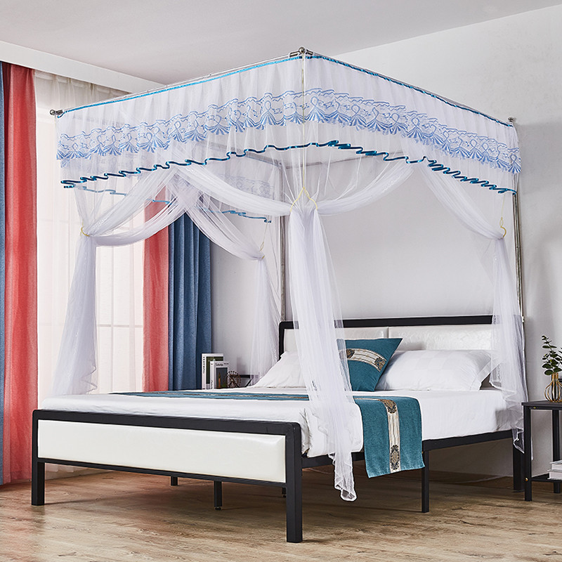 蚊帐1.8m床公主落地家用新u款加粗不锈钢支架u型伸缩1.5米2m免安