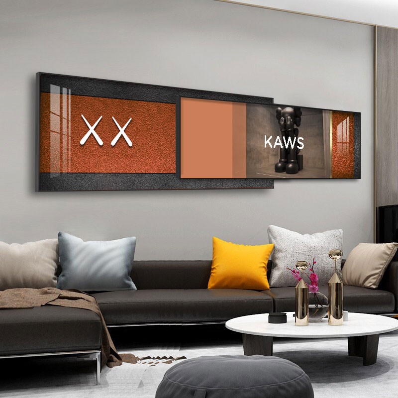 kaws挂画潮牌现代简约客厅装饰画创意叠加沙发背景墙壁轻奢床头画