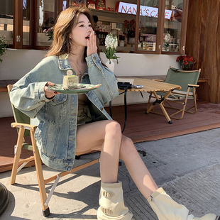 P140 2024春季 A53 网红破洞设计感牛仔外套潮2C057 K209 新款