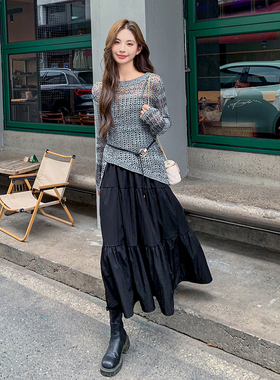 2024秋季新款毛衣外套连衣裙气质两件套女裙1C050-8831-P140-K199