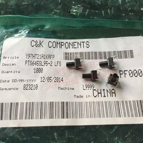 原装法国C&K PTS645SL95-2LFS 轻触开关 6*6*9.5mm 直插4脚 微动