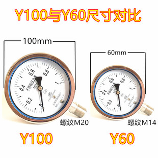 Y60BF不锈钢压力表304不锈钢耐震蒸汽耐高温Y100BF氨气氨用压力表