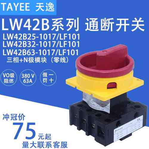 上海天逸TAYEE凸轮转换通断开关LW42B25-1017/LF101C11BN32 63