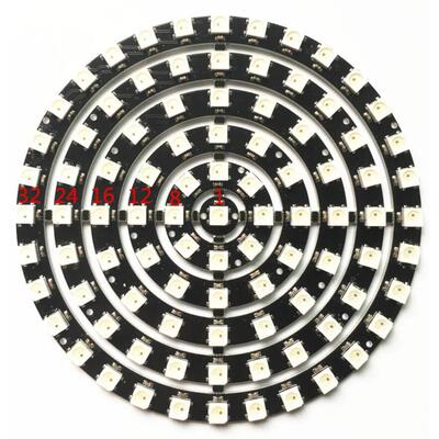 LED 圆环内置IC全彩点控1-8-12-16-24-32 WS2812B 93灯 环形 圆盘
