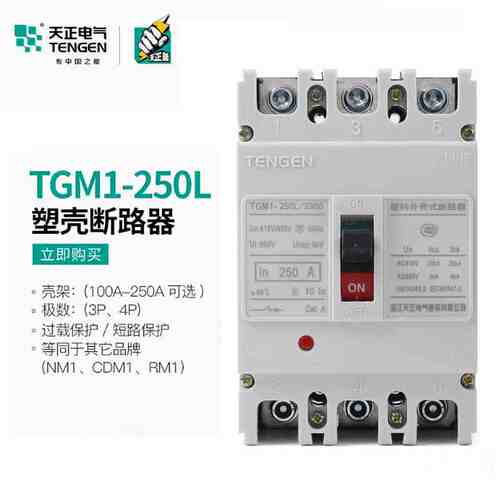 天正TGM1-250L/3300塑壳断路器3P4P空气开关380V三相160A225A200A