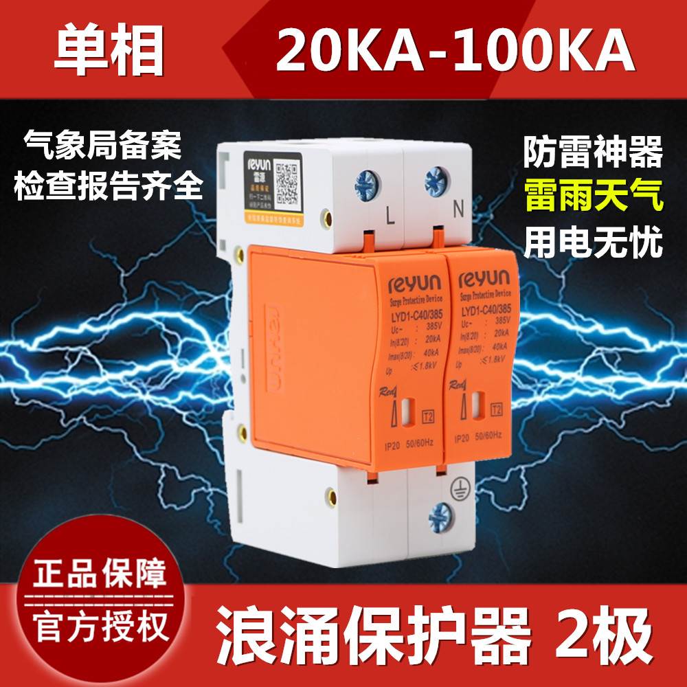 浪涌保护器 防雷器LYD1-C40 1P2P3P4P 20KA60KA100KA 防雷开关B D