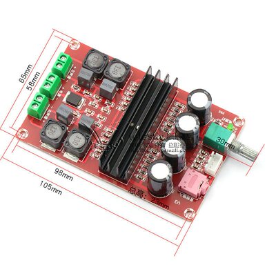 2*100W 数字功放板模块 12V-24V宽电压 TPA3116D2双声道放大板diy