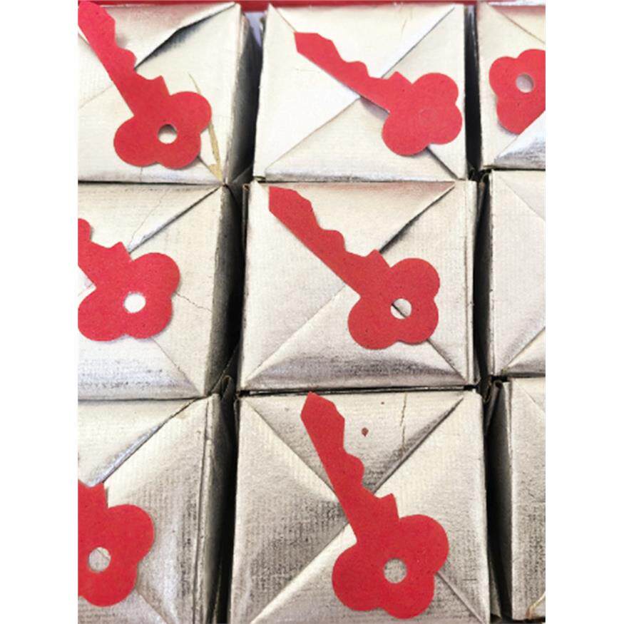 方锭钥匙 剪纸红纸 成品钥匙银箱 放方定上面的小钥匙 锡箔银锭