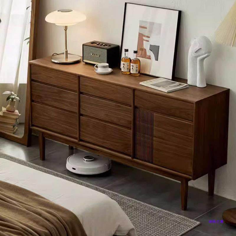 北欧黑胡桃八斗柜简约床尾抽屉式收纳柜现代卧室客厅靠墙储物家具