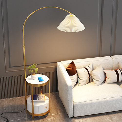 北欧创意百褶钓鱼落地灯简约客厅沙发落地台灯卧室床头置物落地灯