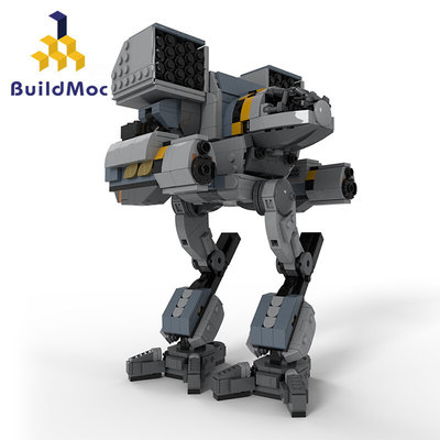 BuildMOC游戏暴战机甲兵疯猫灰狼战斗机甲机器人模型拼装积木玩具