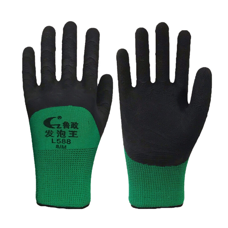 12双手套劳保耐磨浸胶防滑塑胶橡胶工作带胶透气发泡王防护手套
