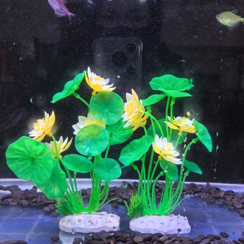 塑料仿真水草荷花摆件鱼缸水族箱成套造景内饰观赏布景装饰摆设