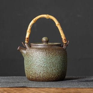 复古茶壶煮大容量功夫茶具家用办公泡提梁壶烧水炉小容量锤纹日式