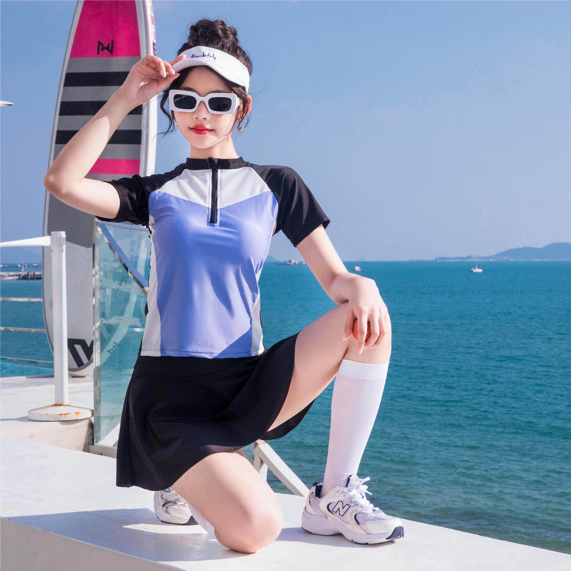 2024新款运动学院风泳衣分体平角裤小清新遮肚显瘦休闲游泳衣,运动/瑜伽/健身/球迷用品,儿童泳衣/裤,淘宝优惠券,粉丝福利购,淘宝优惠卷