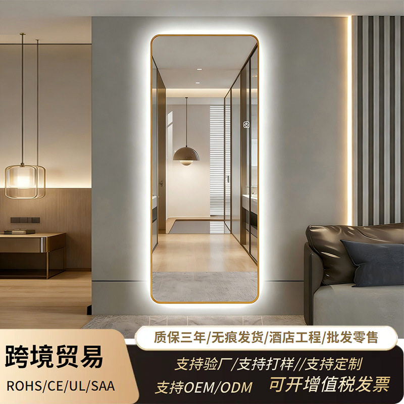 珍涵跨境智能带框全身镜子穿衣镜led灯镜玄关镜试衣镜带灯装饰镜