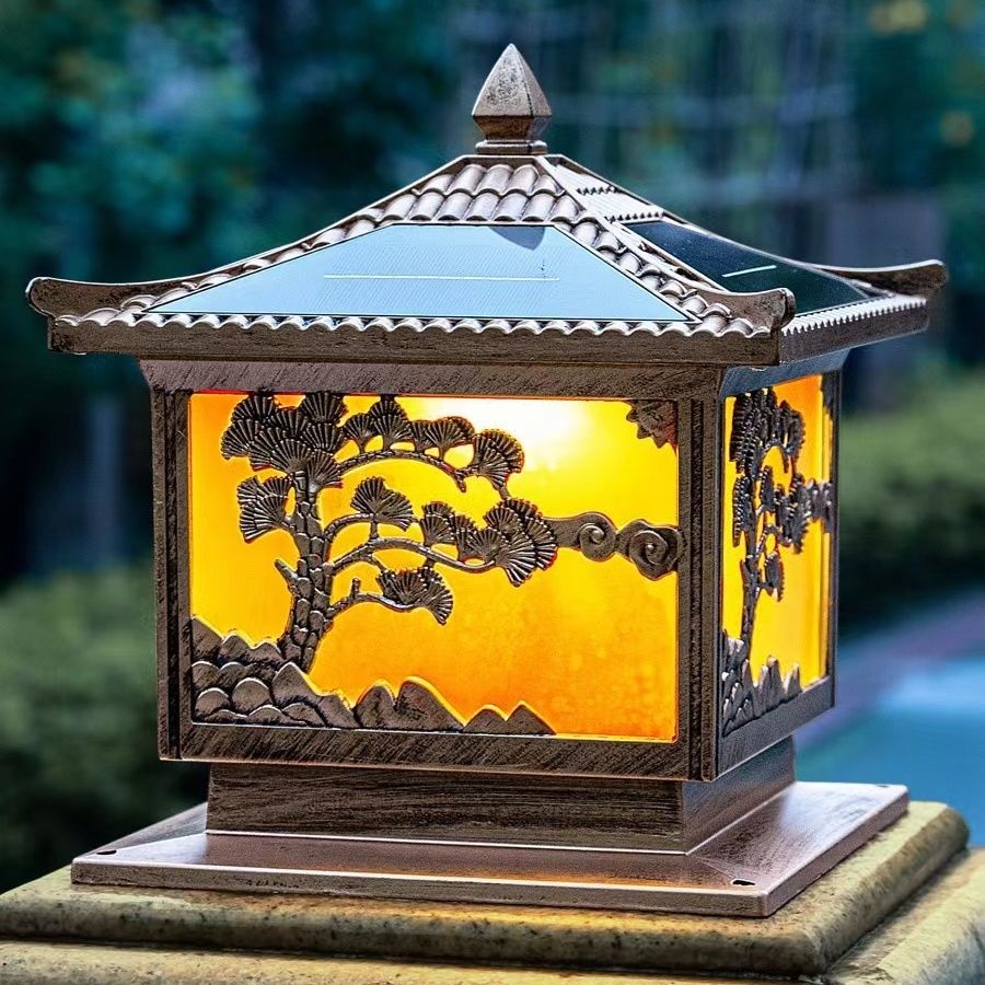 太阳能户外防水庭院柱头灯