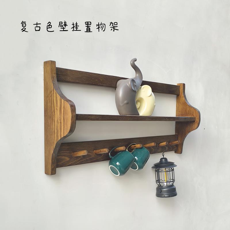 实木置物架多层收纳架客厅家用壁挂式置物架