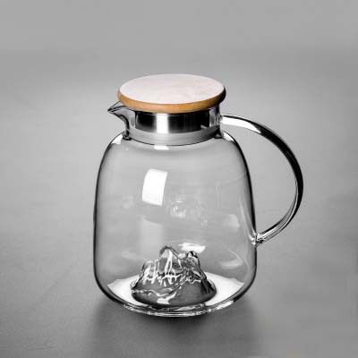 带盖凉水壶山峦冷水壶雪山飞壶高温玻璃茶水壶家用1800ml