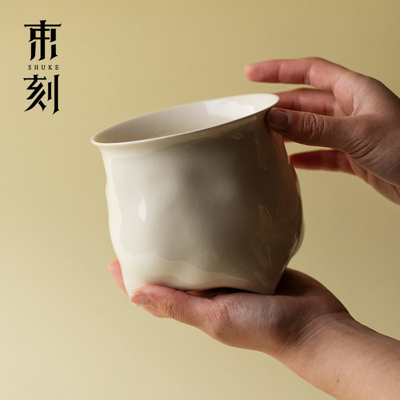 束刻 大容量陶瓷建水日式复古草木灰大茶洗创意干泡水盂茶道配件