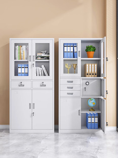 铁皮办公室文件柜钢制档案资料柜财务凭证柜带锁抽屉矮柜储物书柜