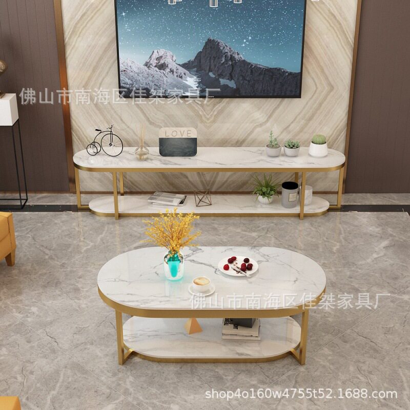 简约现代不锈钢客厅茶几 大理石茶几 镀金半圆茶几 T22