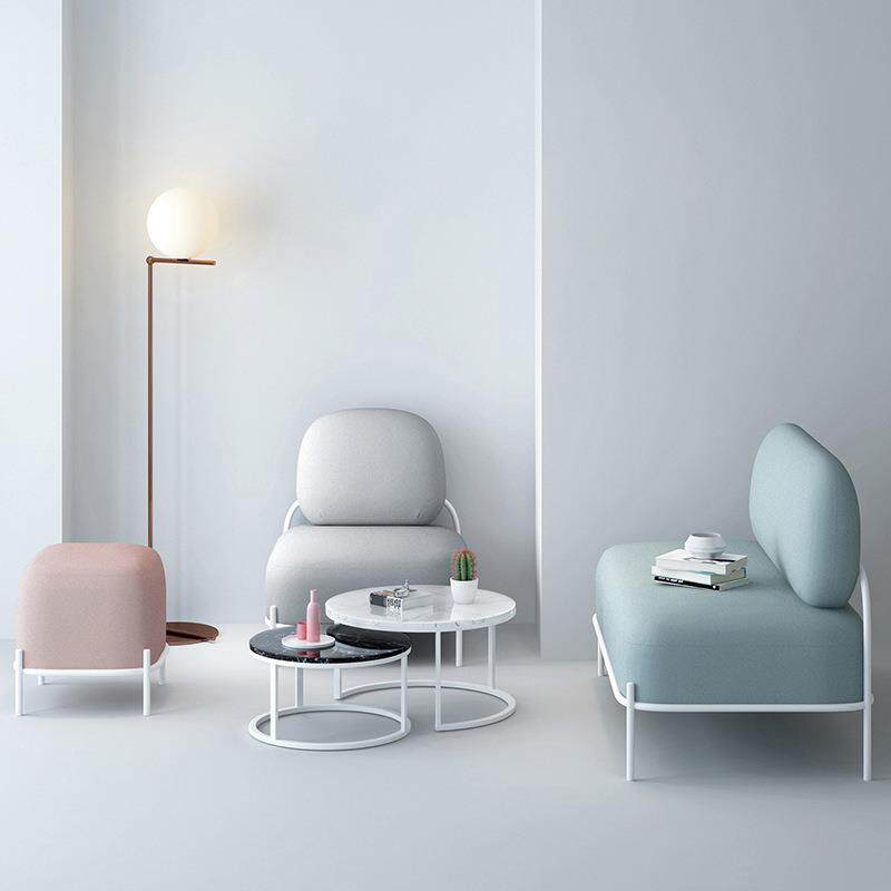 网红小清新沙发茶几组合服装店大厅休闲区沙发民宿单人沙发