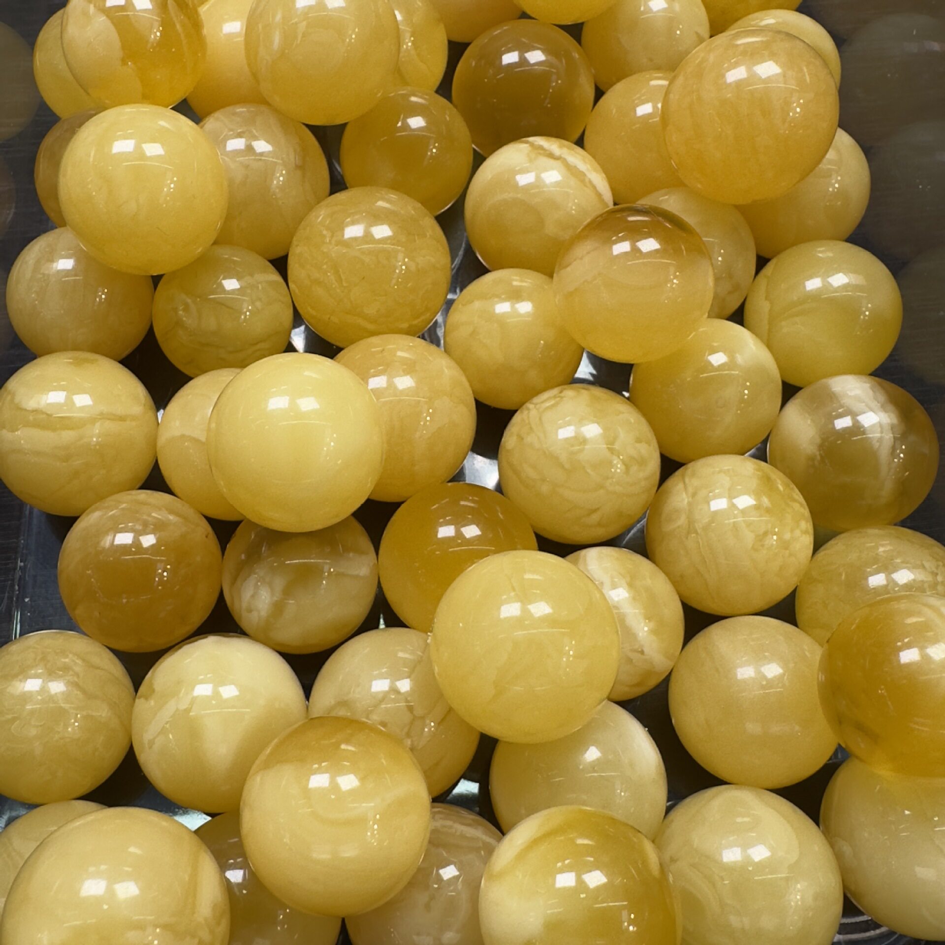 天然蜜蜡圆珠16-18-20-22单珠俄料鸡油黄DIY大珠子配多宝热销饰品